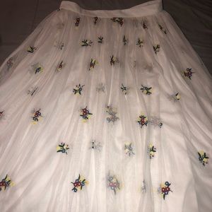 White Tea Length Tulle Skirt